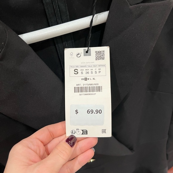 NEW ZARA Buttoned Blazer Jumpsuit Romper Long Sleeve Black W/ Gold Buttons Small - Picture 8 of 8